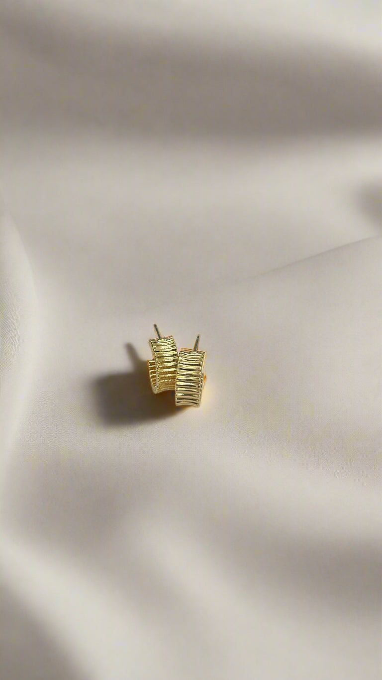 Ribbed Gold Mini Hoops