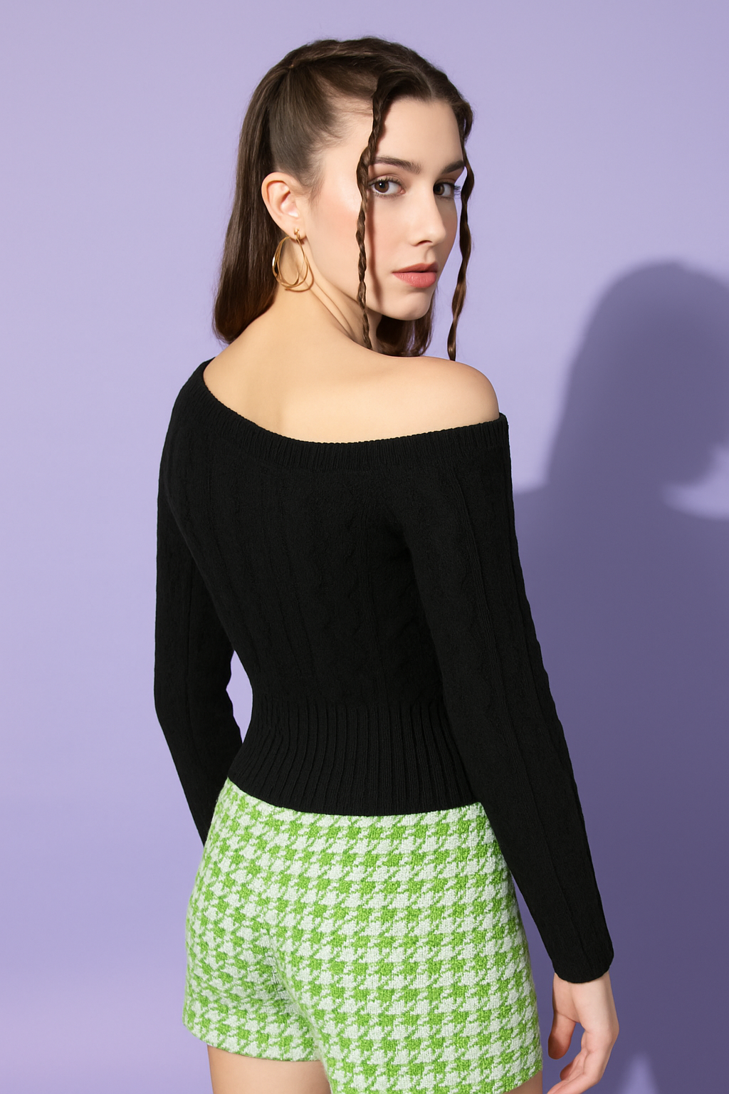 Midnight Muse One-Shoulder Rib Knit Top