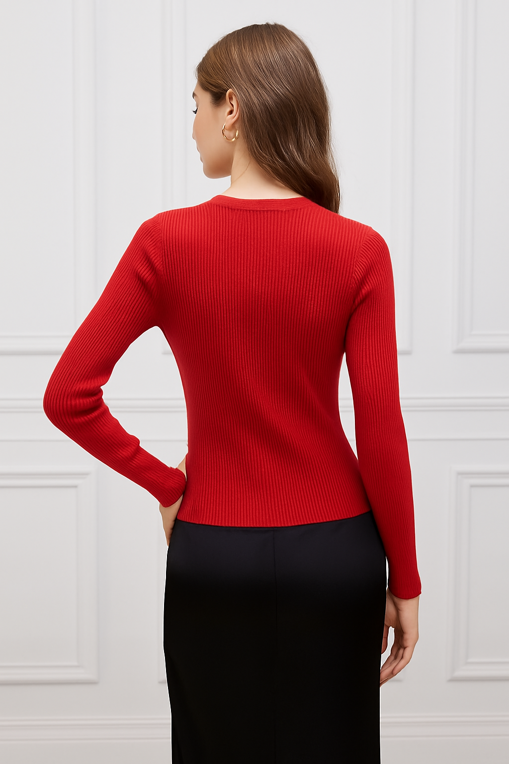 Scarlet Curve Ribbed Knit Top