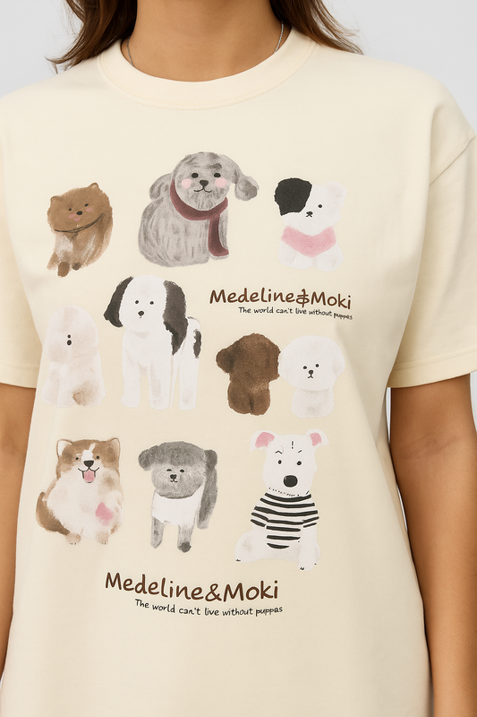 Puppy Parade Oversized Graphic Tee