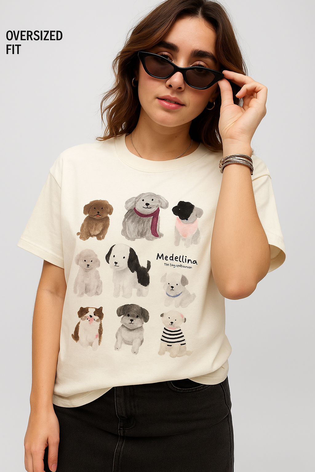 Puppy Parade Oversized Graphic Tee