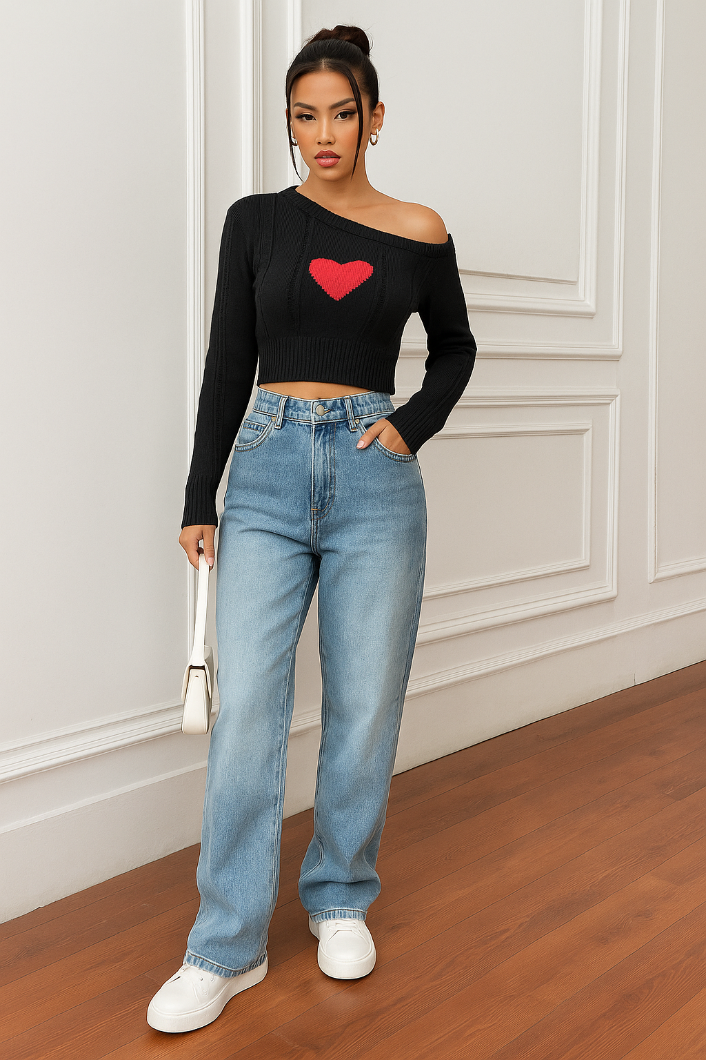 Heart On My Sleeve Rib Knit Crop Top