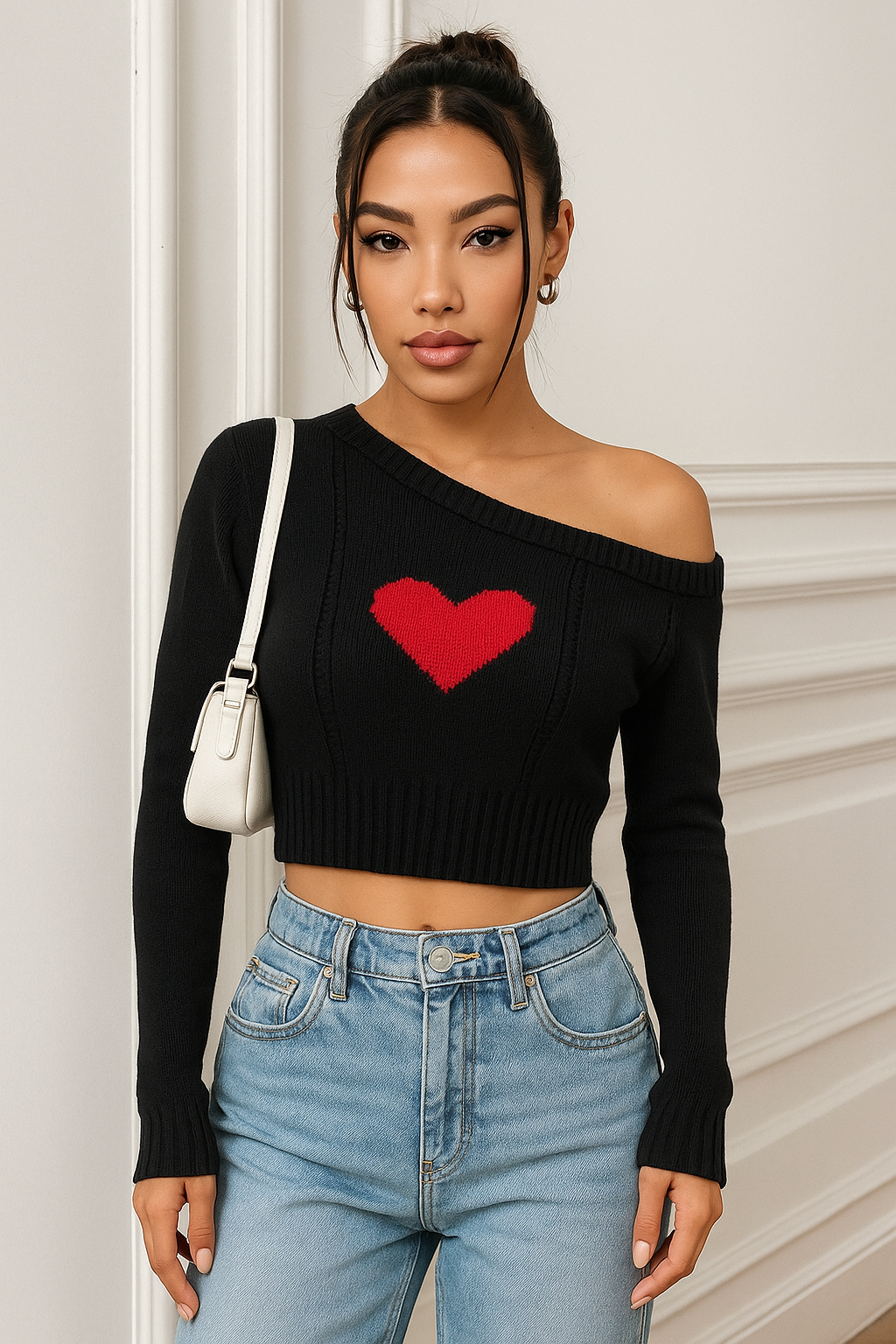 Heart On My Sleeve Rib Knit Crop Top