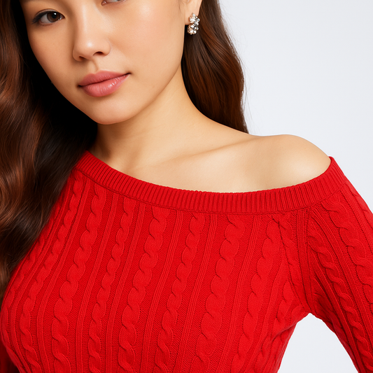 Cherry Bold Chain Rib Crop Top
