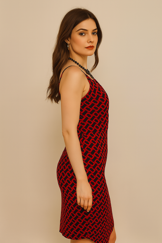 Chic Chain Print Ruched Bodycon Dress