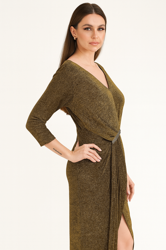 Golden Hour Glam Wrap Dress