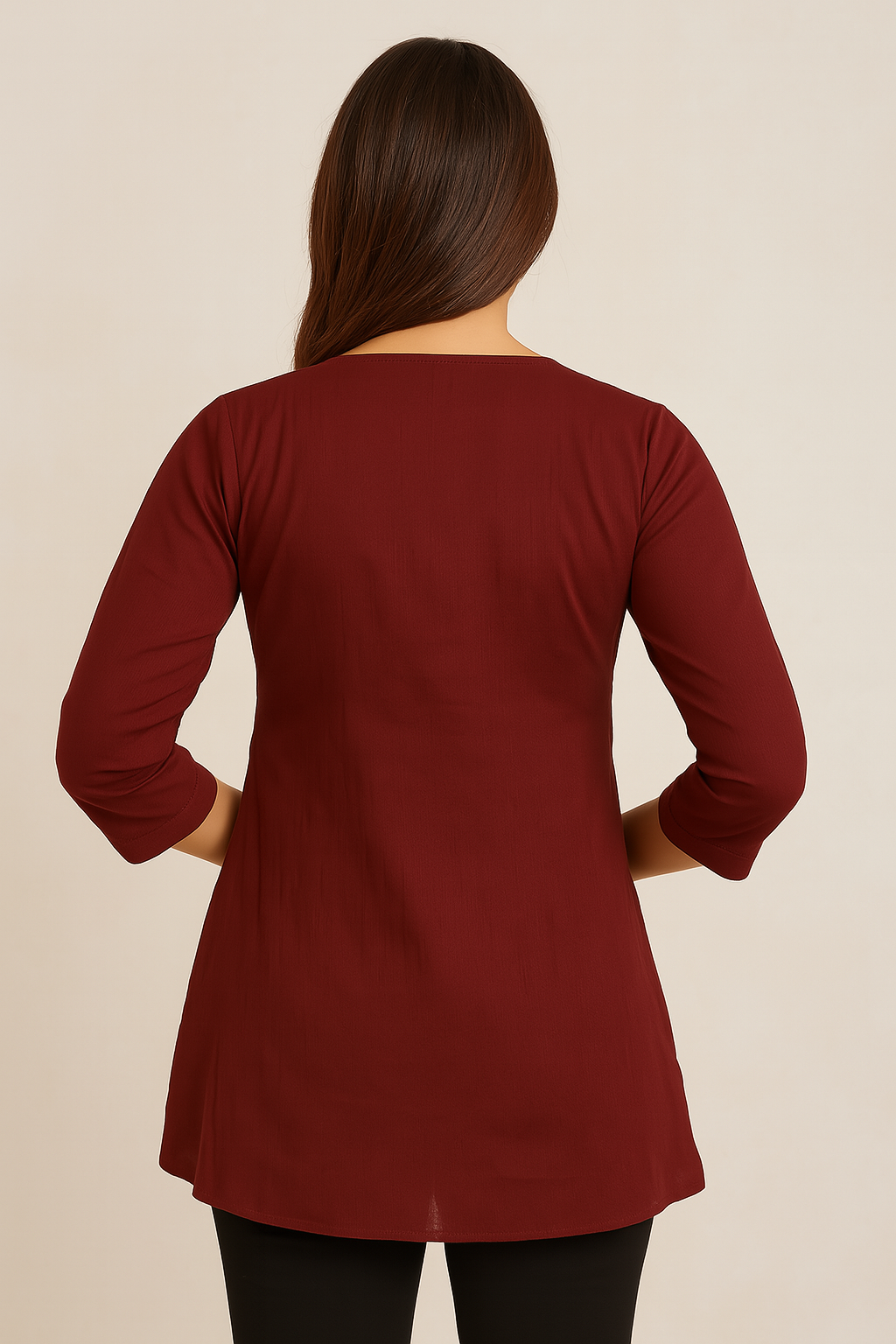 Embroidered Burgundy Flared Top