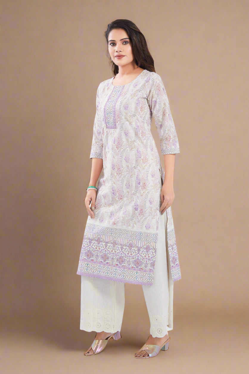 Vismi Lavender Chikankari Kurti for Women