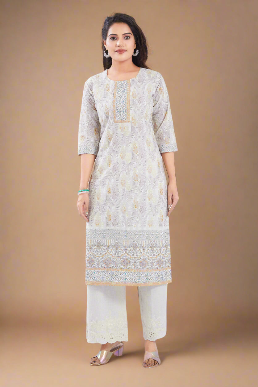 Vismi Pastel Yellow Chikankari Kurti for Women