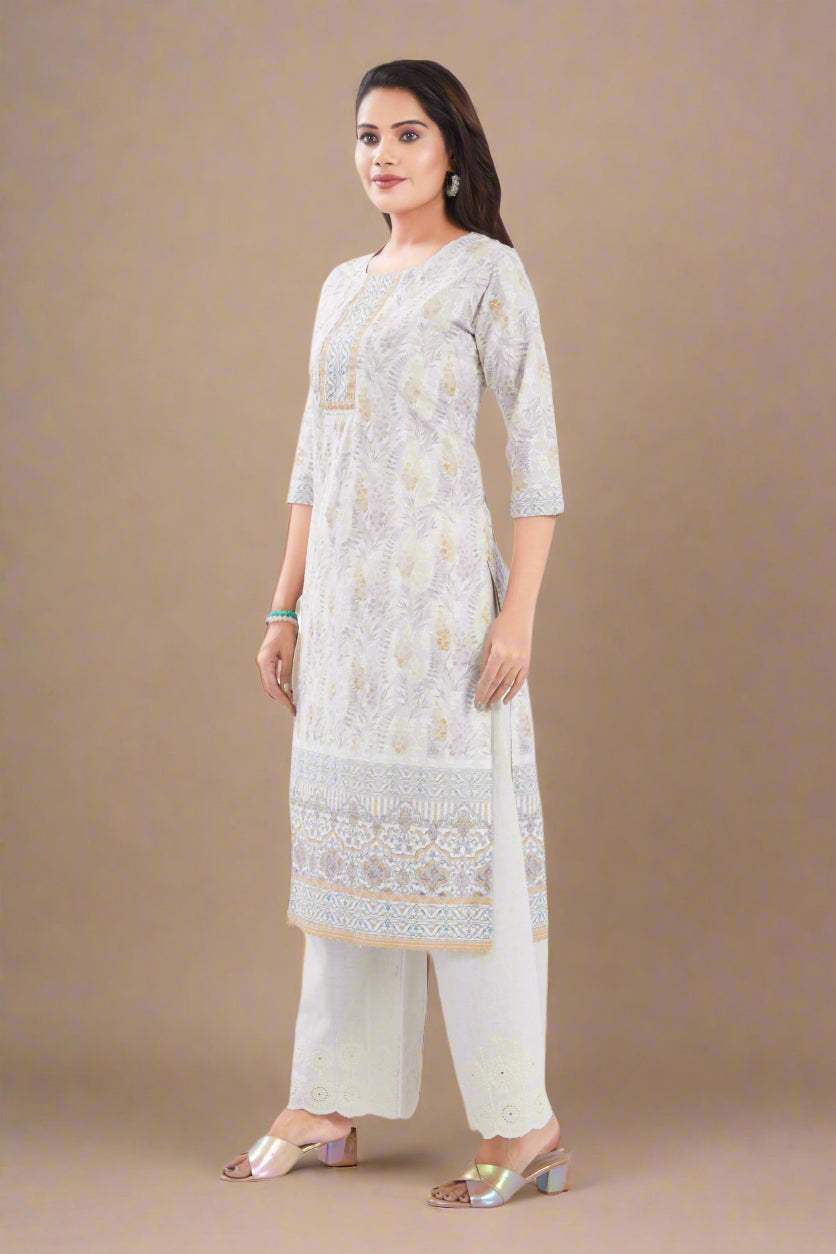 Vismi Pastel Yellow Chikankari Kurti for Women