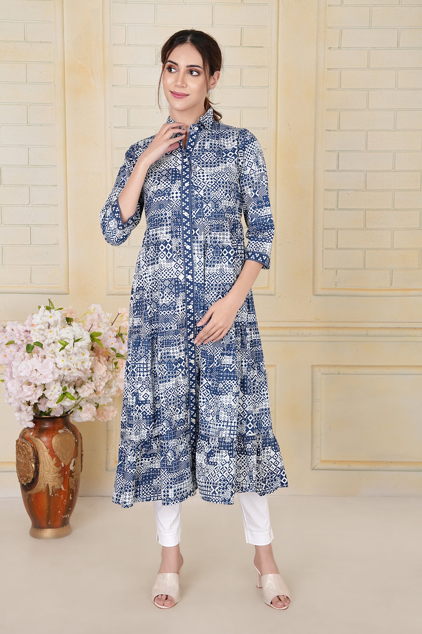 Indigo Jaipuri Cotton Printed Kurta