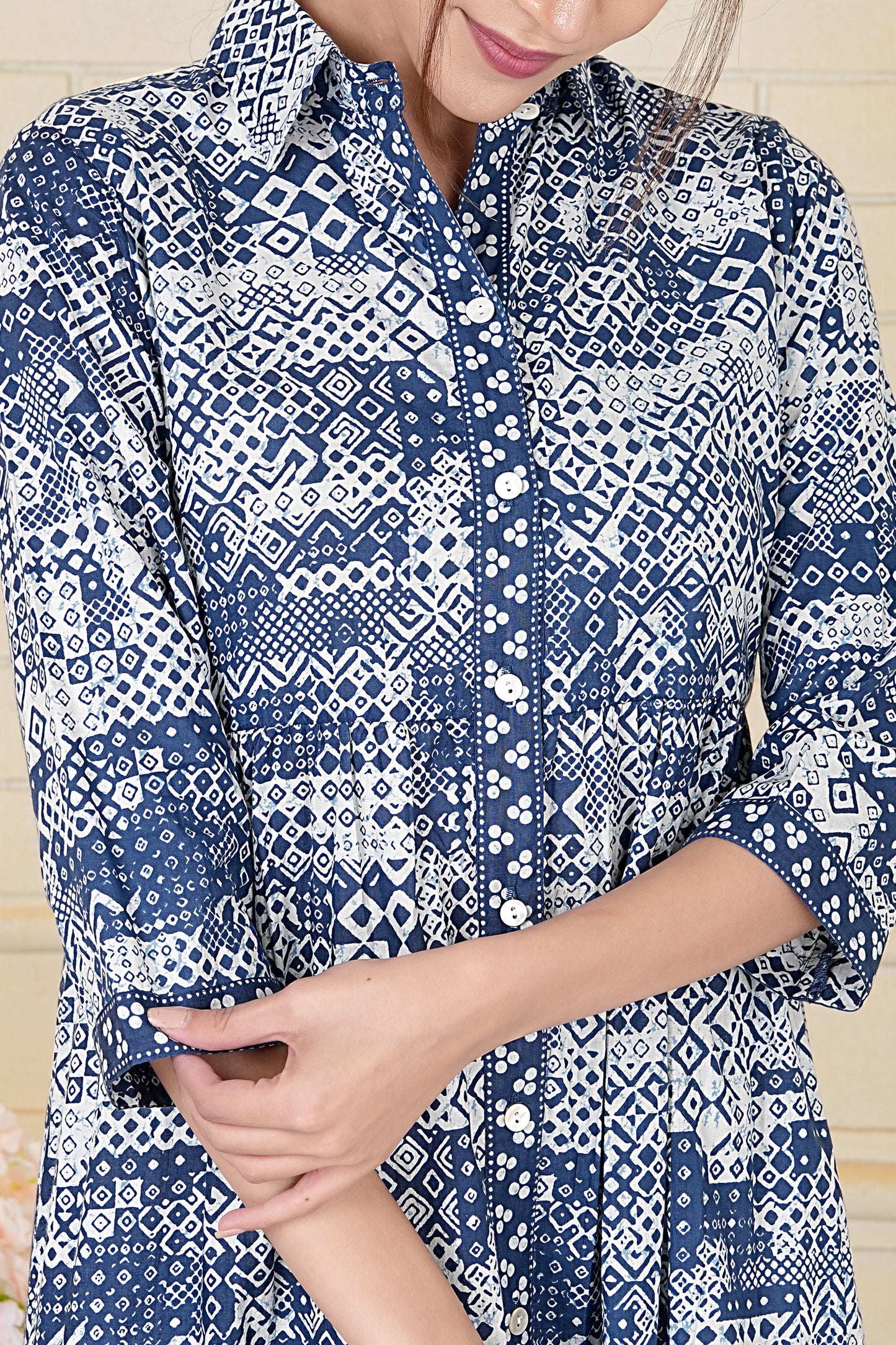 Indigo Jaipuri Cotton Printed Kurta