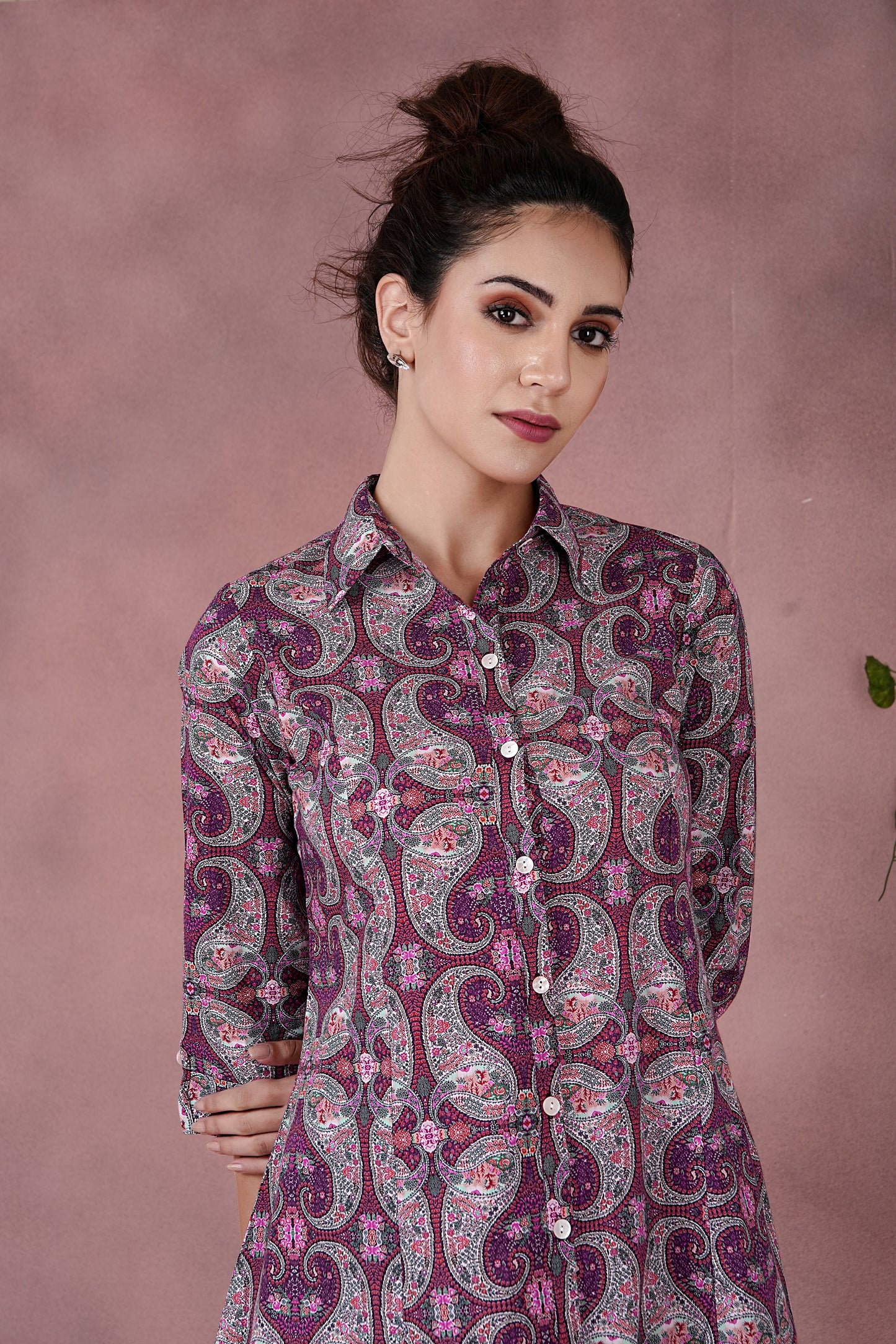 Women's Ethnic Jaipuri Cotton Kurta Set with Digital Paisley Print – Wine