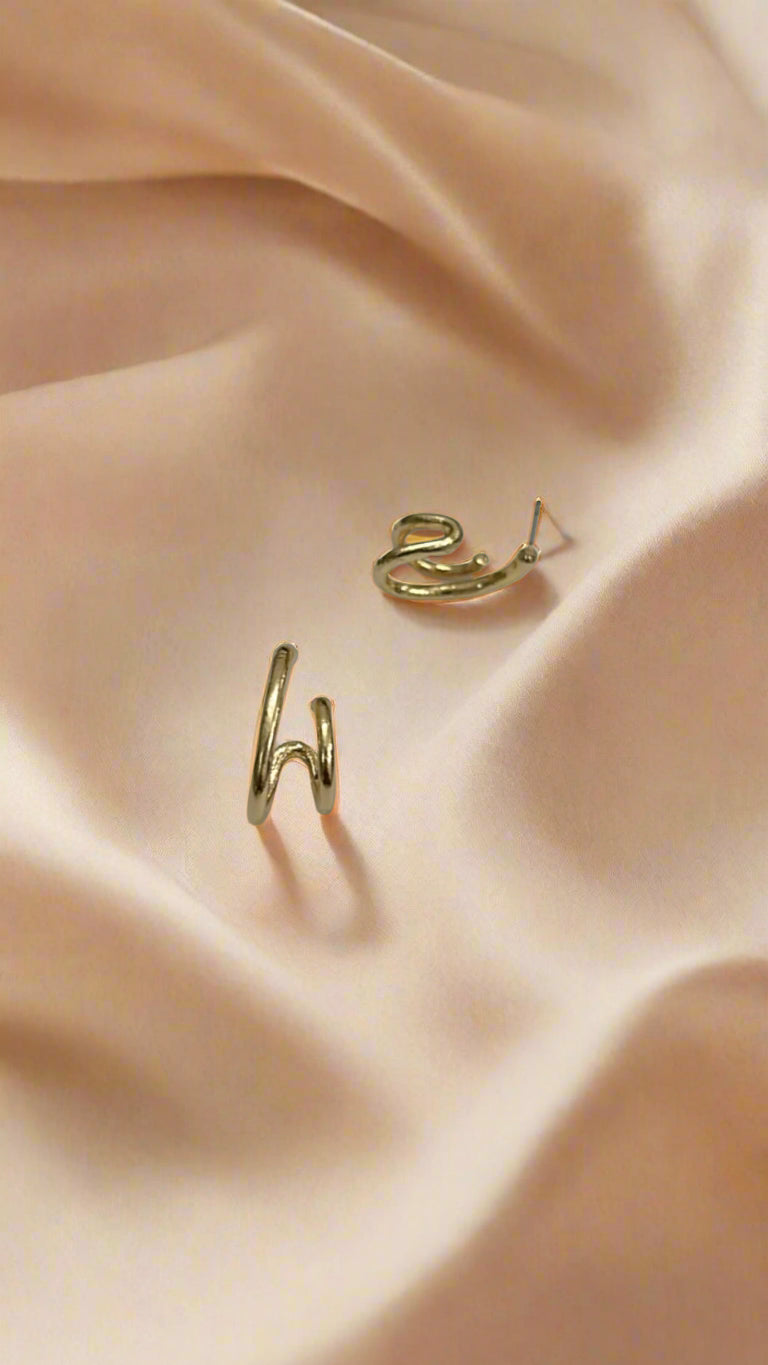 Double Loop Golden Hoop Studs – Bold & Chic Edit