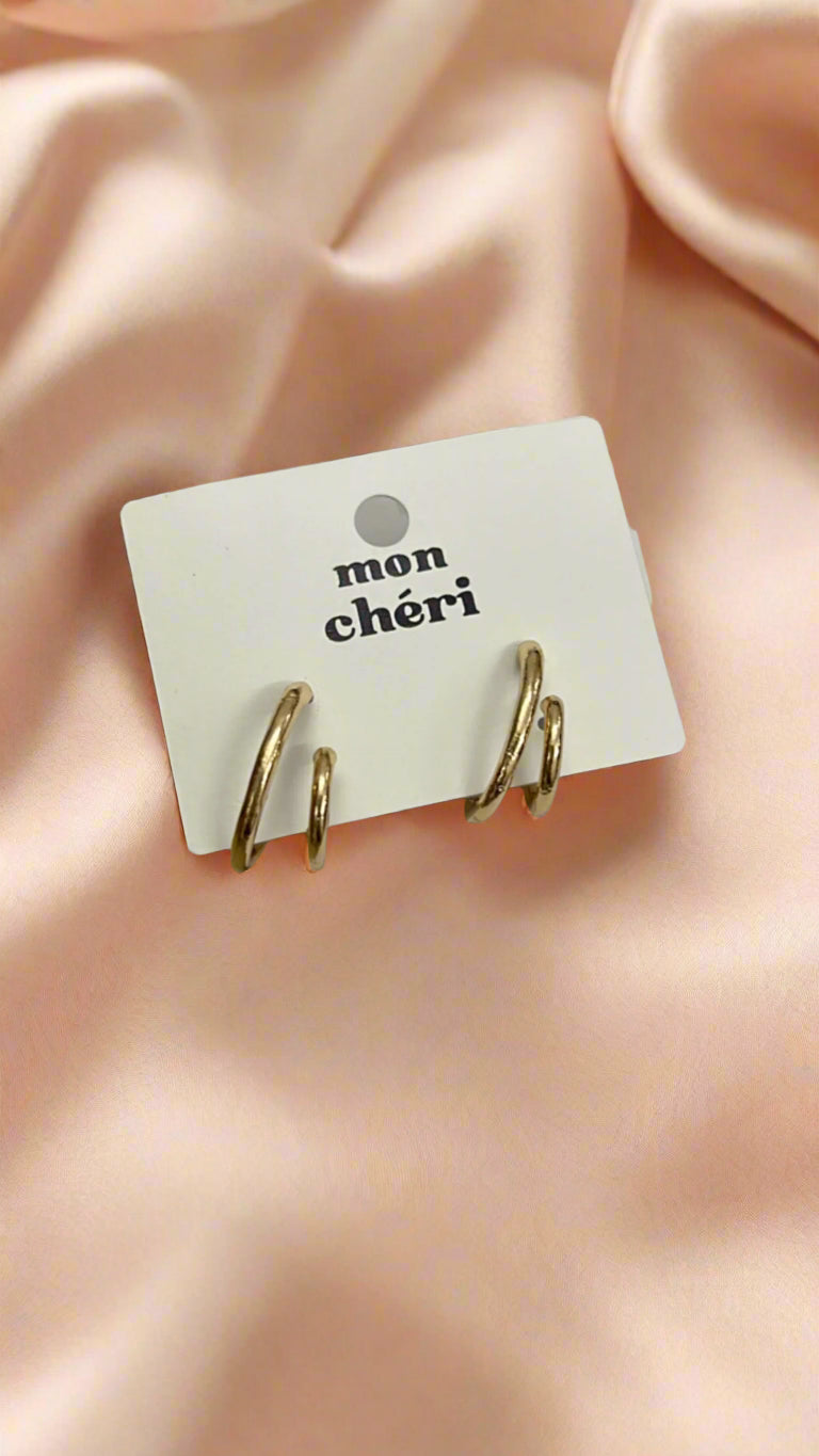 Double Loop Golden Hoop Studs – Bold & Chic Edit