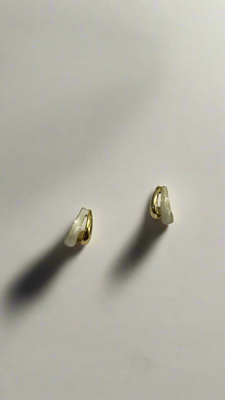 Golden & Ivory Arc Stud Earrings – Minimal Love Collection