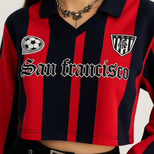 Striped San Francisco Polo Crop Tee