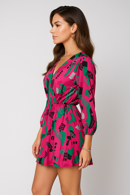Electric Bloom Abstract Mini Dress