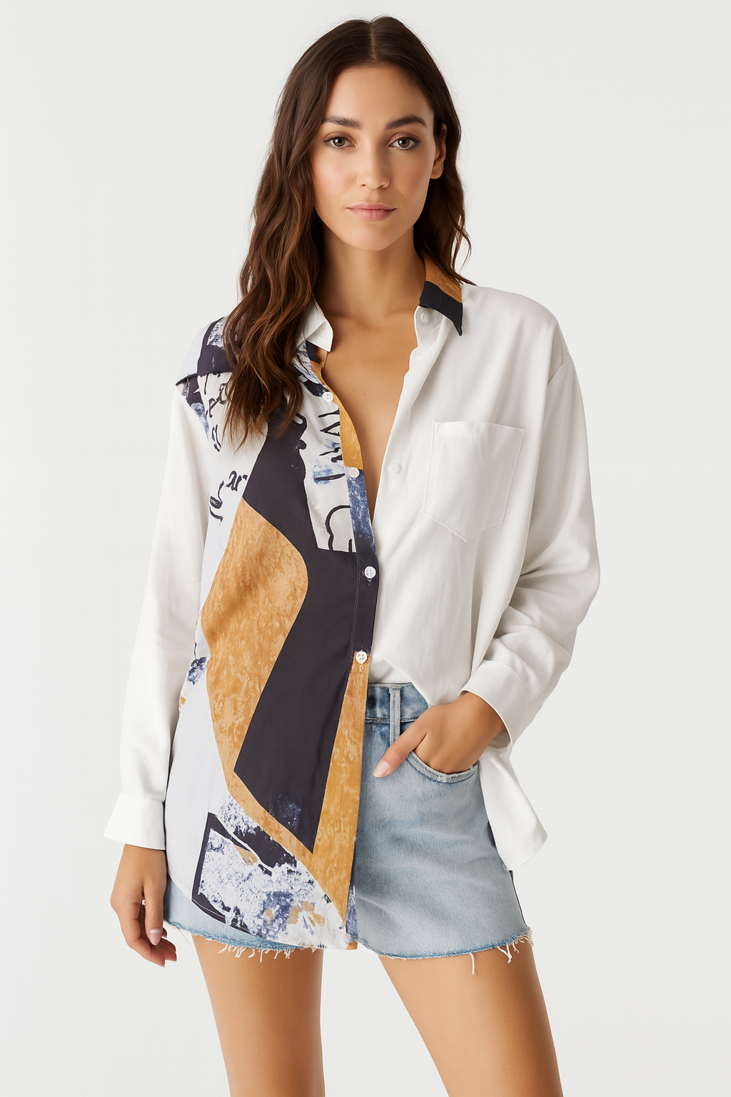 Abstract Muse Longline Printed Shirt