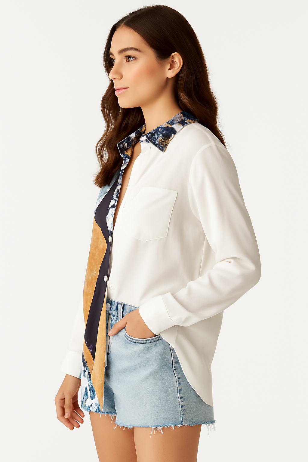 Abstract Muse Longline Printed Shirt