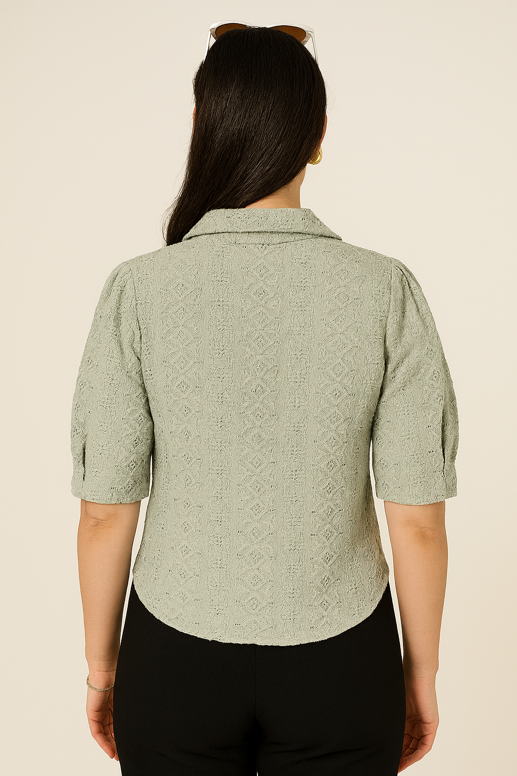 Sage Green Grace Embroidered Button-Down Shirt