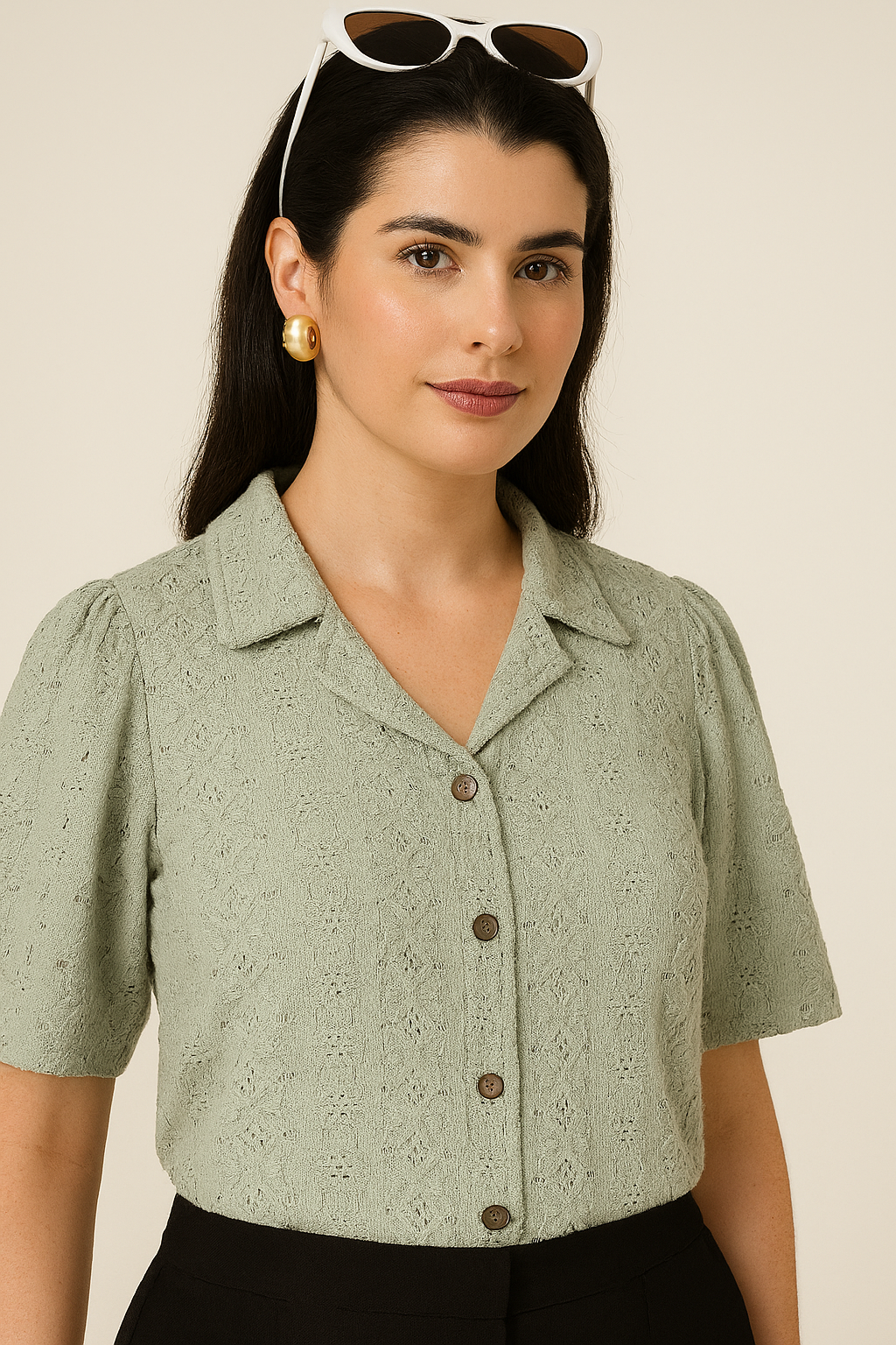 Sage Green Grace Embroidered Button-Down Shirt