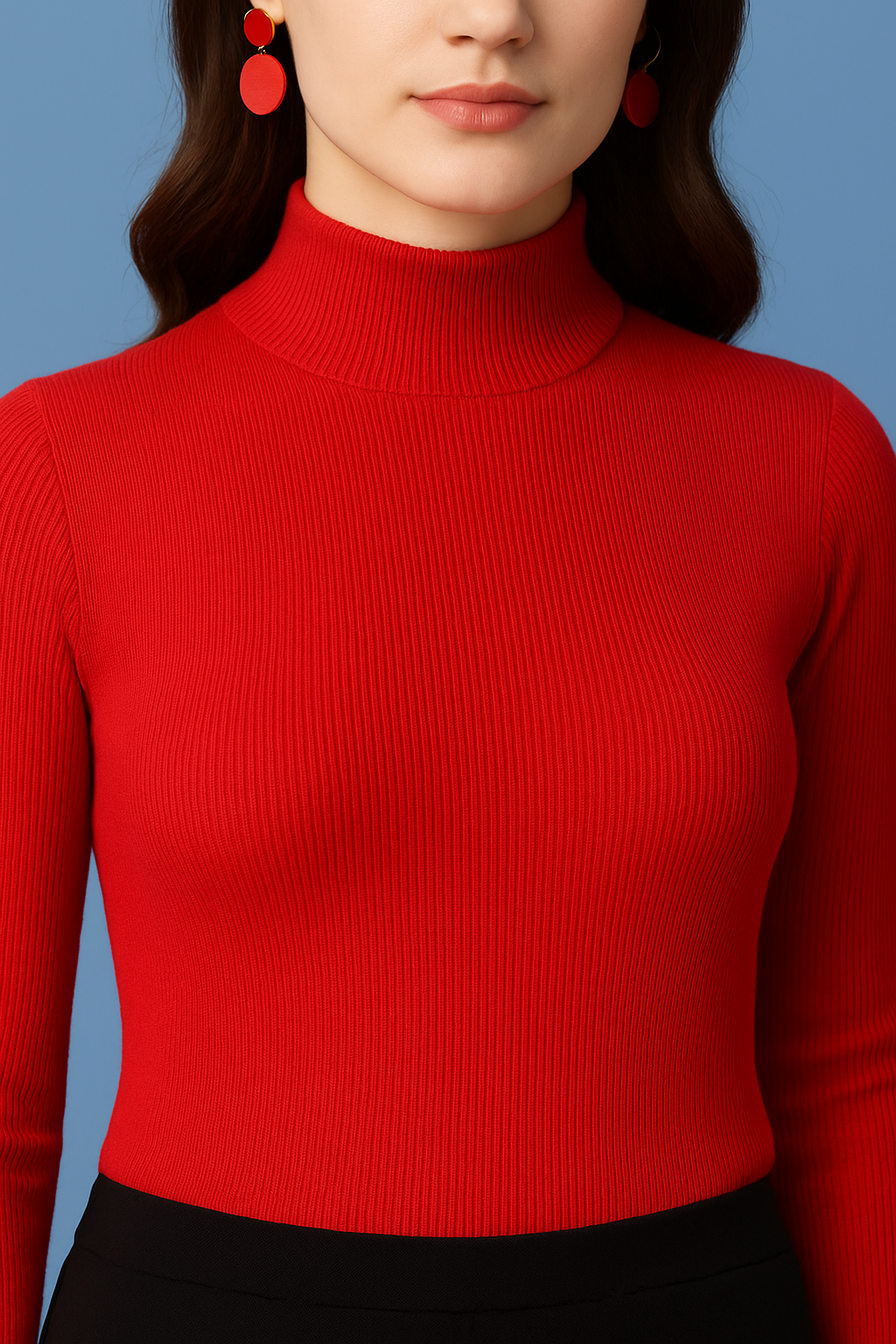 Bold Grace Ribbed Mock Neck Top