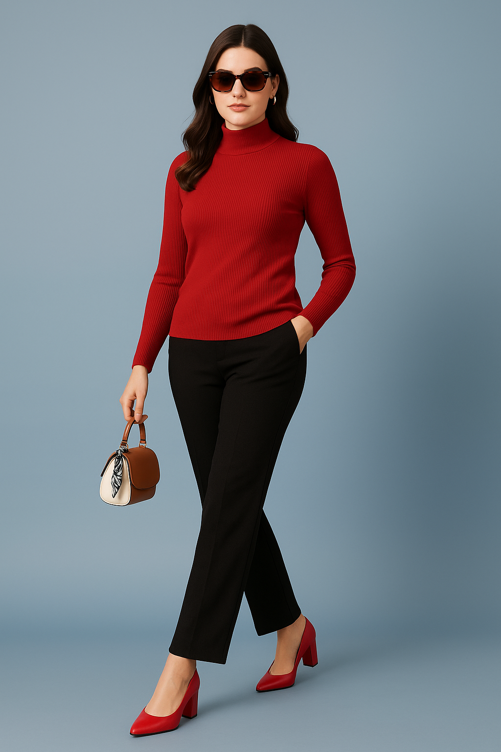 Bold Grace Ribbed Mock Neck Top