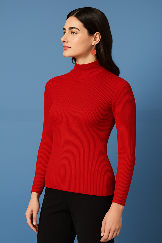 Bold Grace Ribbed Mock Neck Top