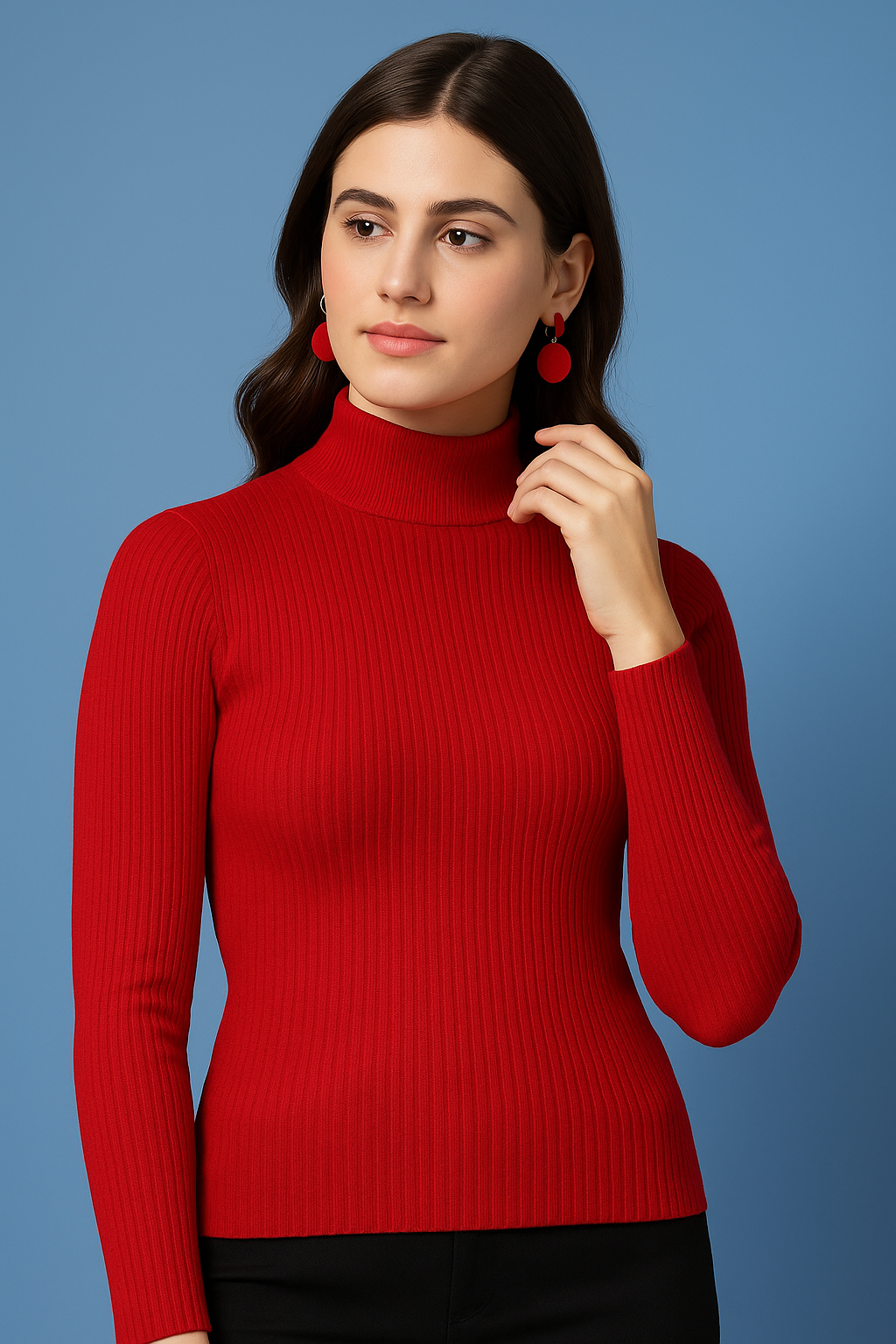 Bold Grace Ribbed Mock Neck Top