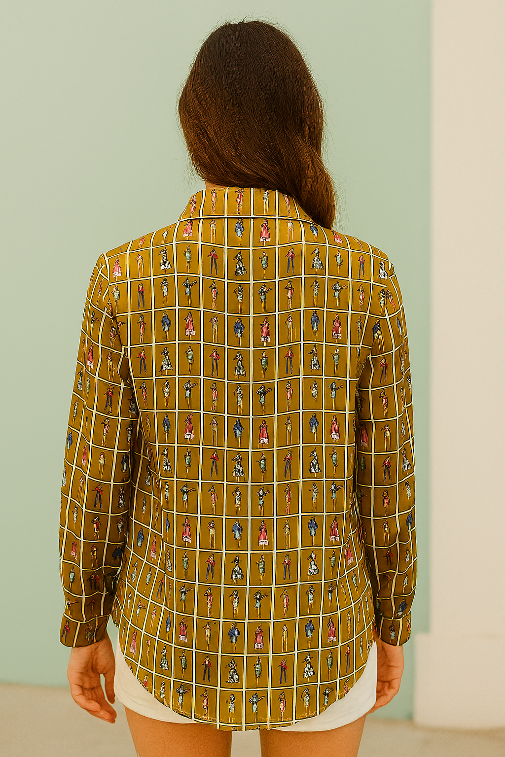 Vintage Muse Printed Satin Shirt for Women