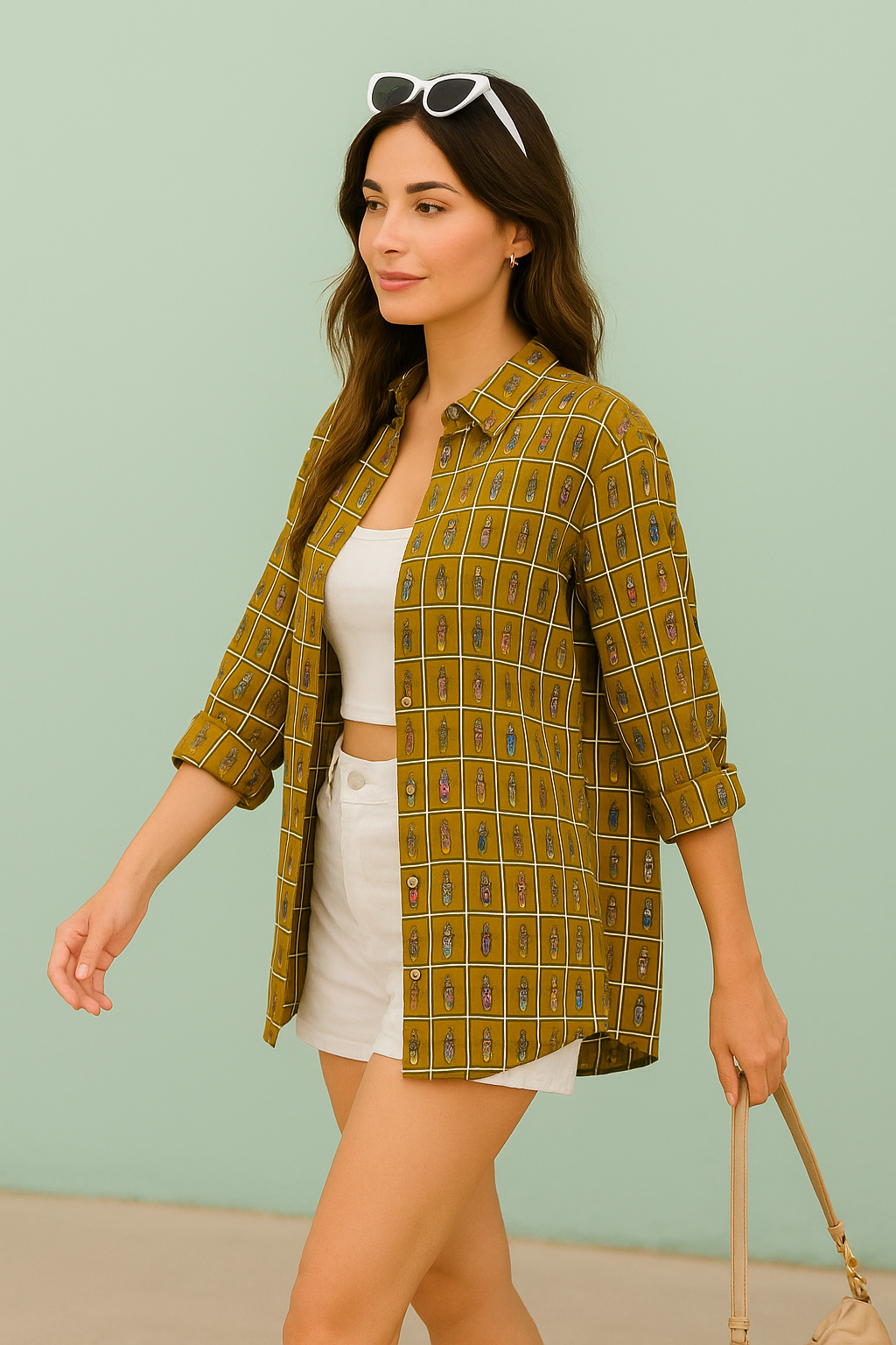 Vintage Muse Printed Satin Shirt for Women