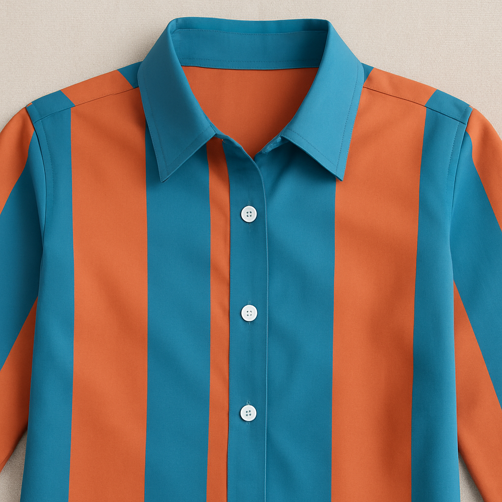 Bold Wave Stripe Button-Down Shirt for Women