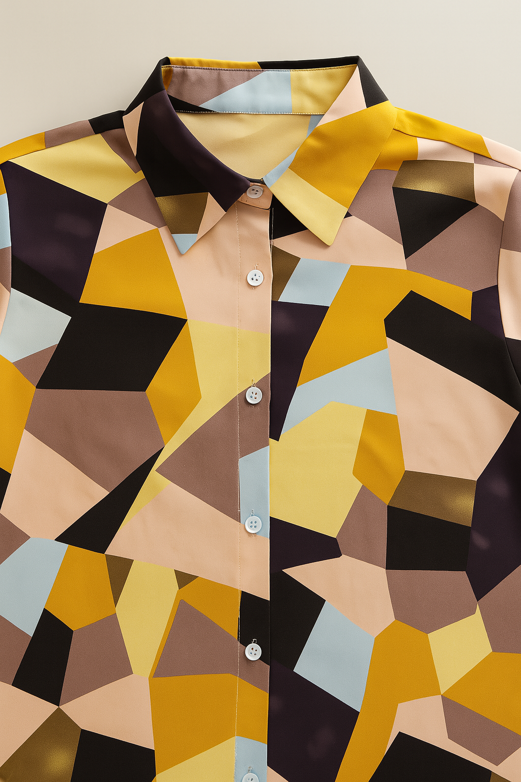 Retro Vibe Geometric Button-Down Shirt for Women