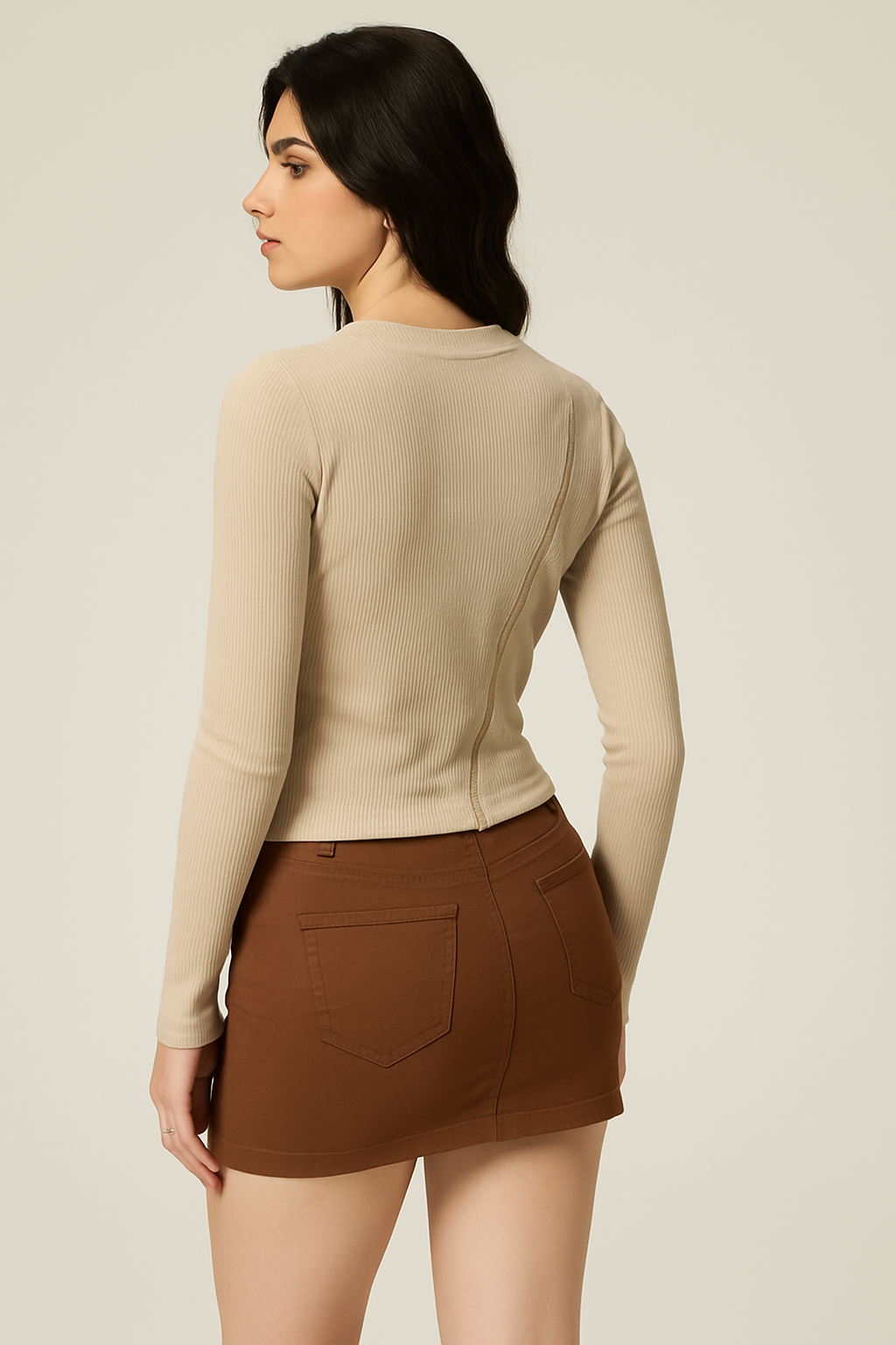 Zip Flair Ribbed Knit Top