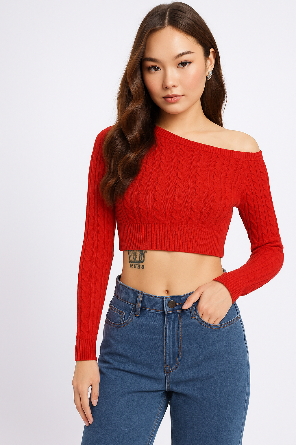 Cherry Bold Chain Rib Crop Top