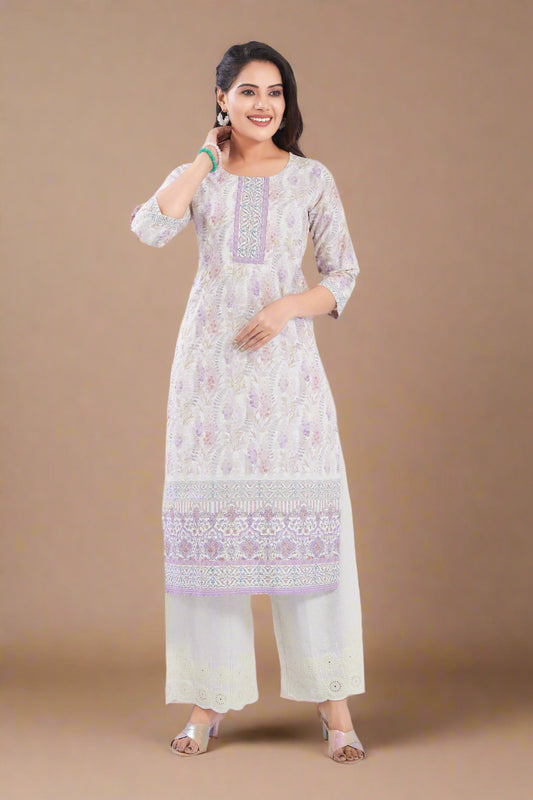 Vismi Lavender Chikankari Kurti for Women