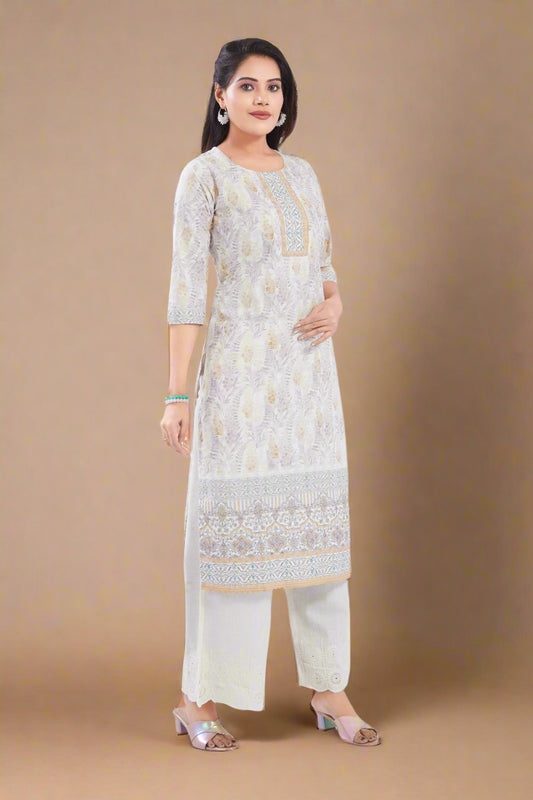 Vismi Pastel Yellow Chikankari Kurti for Women