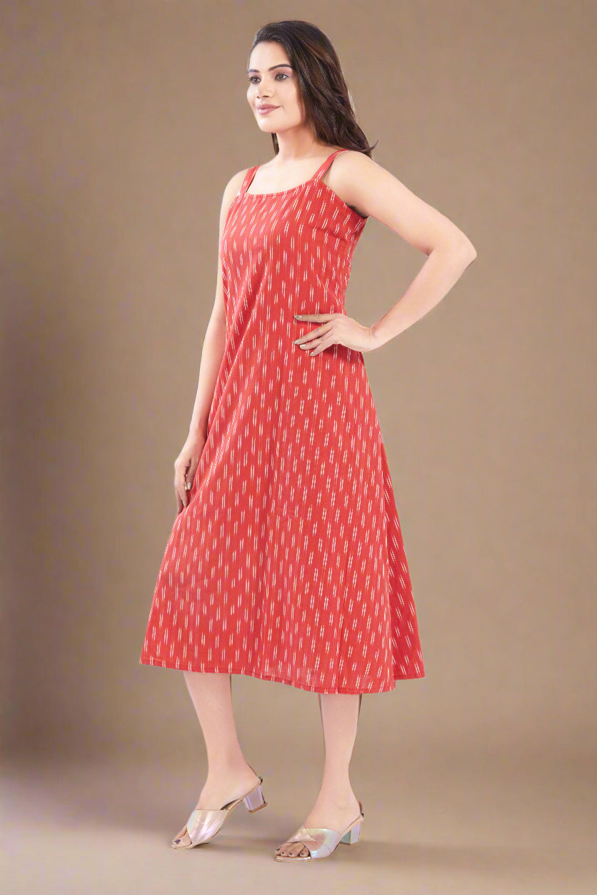 Ikkat Cotton Midi Dress with Pocket