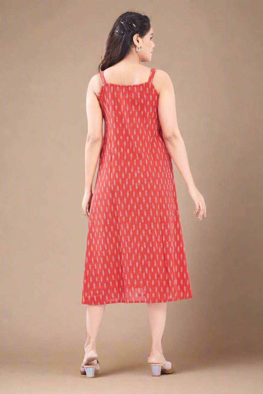 Ikkat Cotton Midi Dress with Pocket