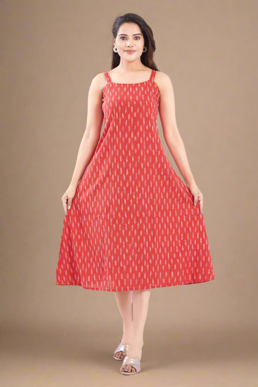 Ikkat Cotton Midi Dress with Pocket
