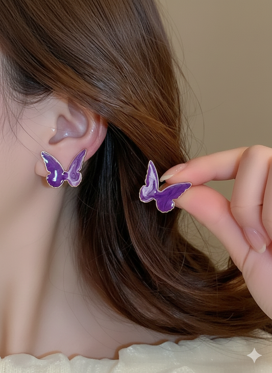 Purple Butterfly Boom Earring