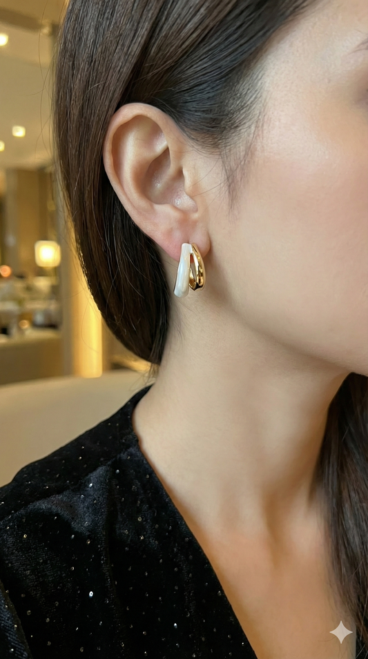 Golden & Ivory Arc Stud Earrings – Minimal Love Collection