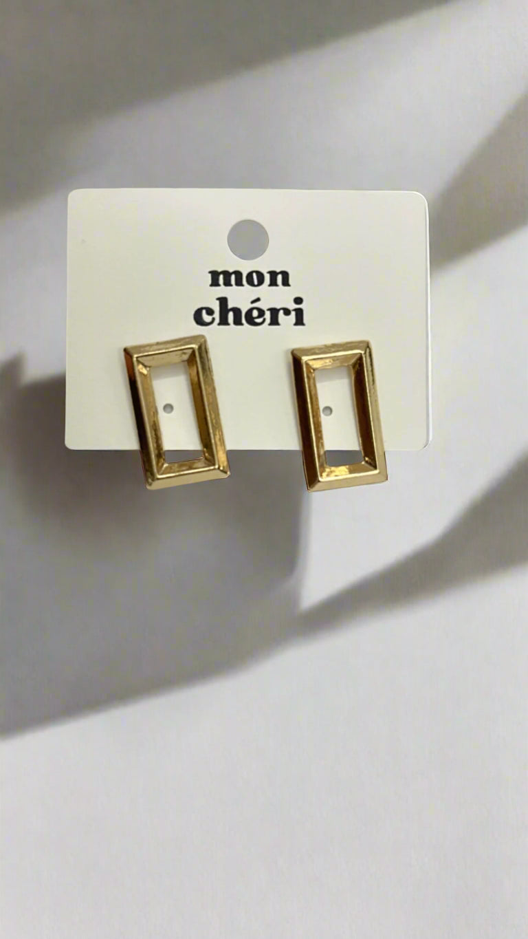 Golden Geo Chic Studs – Minimal Rectangle Elegance