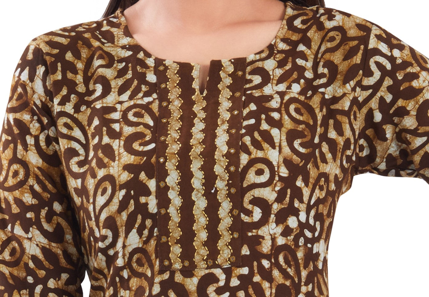 Vismi Coffee Brown Pure Batik Cotton Kurti for Women